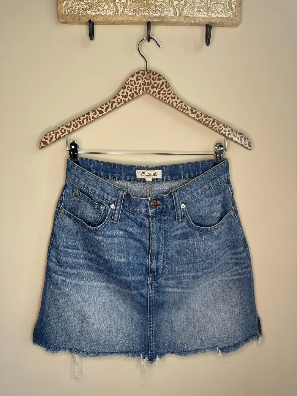 Madewell Denim Frayed Hem Mini Skirt sz 27